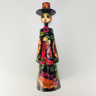 Vintage Mexican Abelardo Ruiz Paper Mache Candle Holder Folk Art Signed