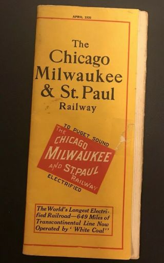 The Chicago Milwaukee & St Paul Railway Vintage Train Timetable April 1926