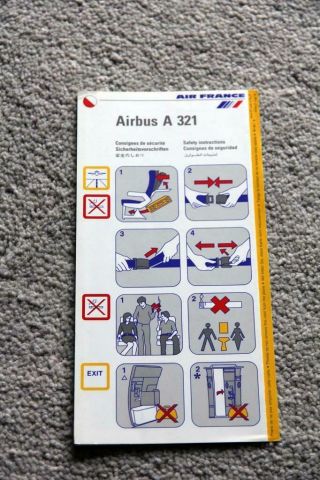Air France Airbus A321 Safety Card 2/98
