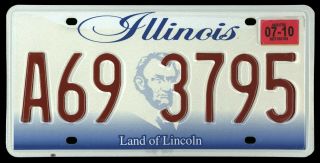 (2) ILLINOIS 2010 License Plates PAIR - A69 3795 - Land of Lincoln 2