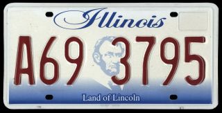 (2) ILLINOIS 2010 License Plates PAIR - A69 3795 - Land of Lincoln 3