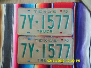 1970 Texas Truck License Plates 7y1577 Replacement