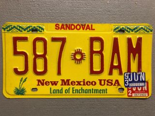 Mexico License Plate Yellow Zia Sun Land Of Enchantment 587 - Bam 1993 Sticker