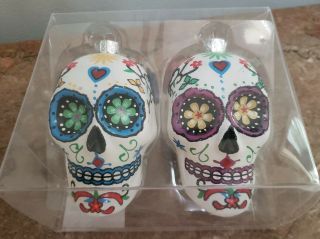 Ashland Day Of The Dead Skulls Halloween Ornament Set Of 2