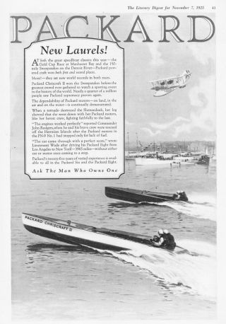 1925 Packard Chris Craft Ii Speedboat Racer Detroit River Photo Vintage Print Ad