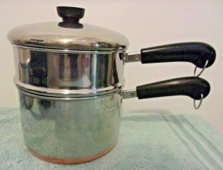 Revere Ware Copper Bottom 3 Quart Qt Sauce Pan With Steamer Insert