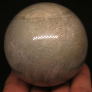 59mm 9.  9oz Natural Garnierite Moonstone Crystal Sphere Ball