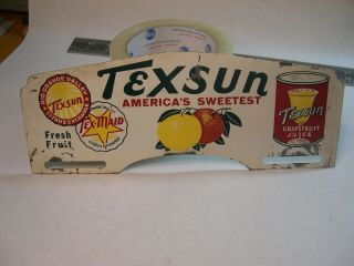 Vintage License Plate Topper Texsun,  Rio Grande Valley Juice 3 - Colors On Metal