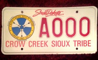 South Dakota Indian Crow Creek Sioux Tribe Tribal Vehicle License Plate Tag S.  D