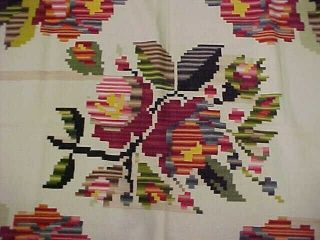 Vintage Mexican Saltillo Serape Woven Blanket Rug 83x50 Multi Colored Bright