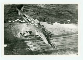 Photograph Of Supermarine Seafire Sr537 Heavy Landing On Hms Implacable Feb 1946