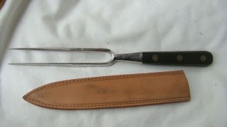 Vintage Sabatier Inox 6 Inch Elephant Fork France With Leather Cover