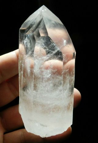 A Larger Polished Semi Translucent Quartz Crystal Point From Brazil 257gr E