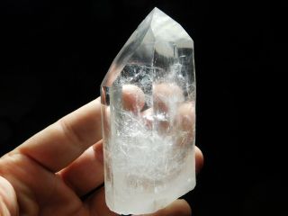 A Larger Polished Semi Translucent Quartz Crystal Point From Brazil 257gr e 4