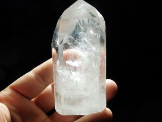A Larger Polished Semi Translucent Quartz Crystal Point From Brazil 257gr e 5