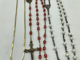 3 Vintage Antique Costume Jewelry Rosary And Crosses Estate Find 3