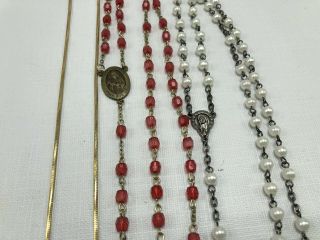 3 Vintage Antique Costume Jewelry Rosary And Crosses Estate Find 4