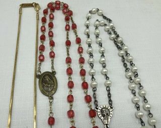 3 Vintage Antique Costume Jewelry Rosary And Crosses Estate Find 5