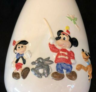 Vintage Wdp Disney On Parade Vase W Mickey,  Pinocchio,  Tinker Bell,  Owl,  Dumbo