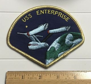 Uss Enterprise Star Trek Space Ship Flying Past Planet Embroidered Patch Badge