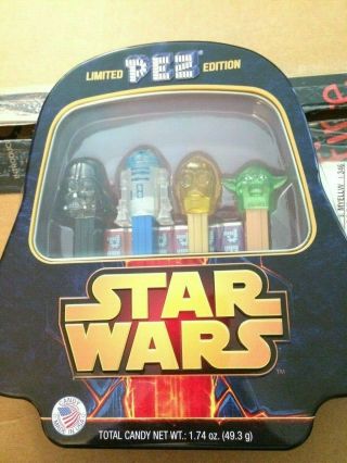 Star Wars Pez Collectible Tin Darth Vader R2 - D2 C - 3po Yoda