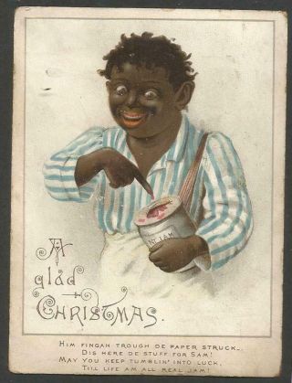 E54 - Boy Puts His Finger In The Jam Pot - Victorian Xmas Card