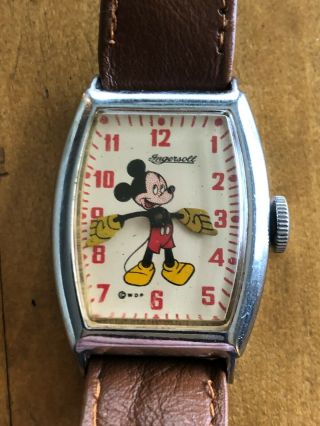 Mickey Mouse Watch Vintage 1940s Watch Stamped Ingersoll Wdp Us Time Not Running