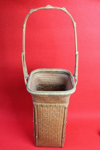Vintage Japanese Ikebana Flower Bamboo Basket Vase H64cm