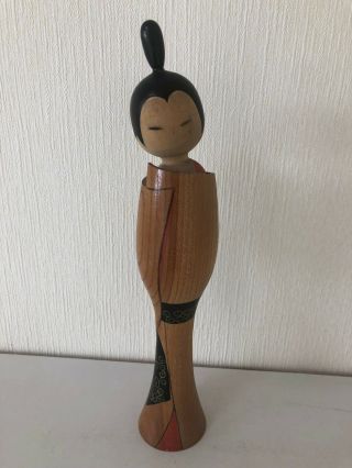 Japanese Sosaku Kokeshi Doll By Kuribayashi Issetsu 11.  5 Inches 29.  5 Cm