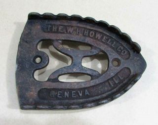 Antique W H Howell Geneva Il Usa Primitive Cast Sad Iron Stand Trivet S/h