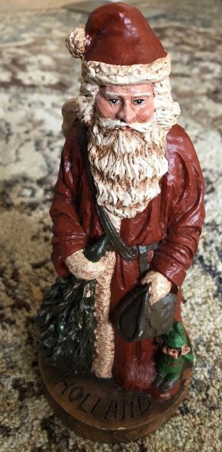Vtg Holiday Resin Santa Claus Hand Crafted Figurine Russia By Wood World,  Inc.