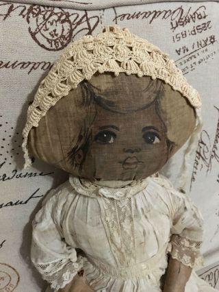 Antique Babyland Rag Doll - Large 24 " Black Girl - Cloth Doll Circa: 1904