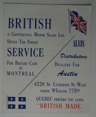 Austin A40 Alvis 3l Montreal Dealer Brochure - English - Canada - St1002000518