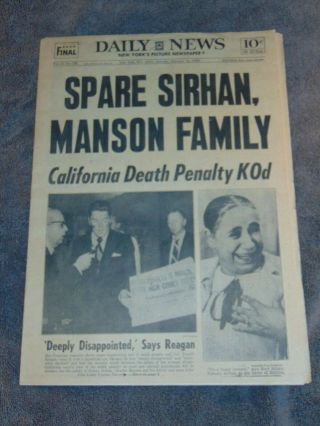 Feb.  19,  1972 Ny Newspaper: Ca Death Penalty Ends; Spares Charles Manson Family