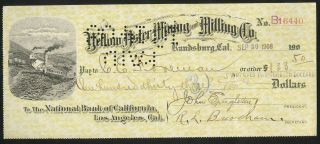 Yellow Aster Mining And Milling Company Check – California