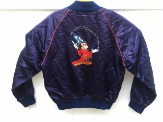 Vintage Walt Disney Mickey Mouse Fantasia Embroidered Acetate Jacket Size 2xl