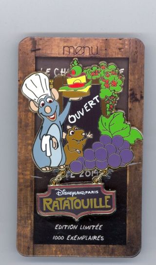 Disney Disneyland Paris Opening Day Ratatouille Attraction Chef Remy & Emile Pin