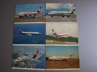 6 Dan Air London Postcards A300,  B727,  B737 - 200,  B737 - 300,  Bae 146 & Bac 1 - 11