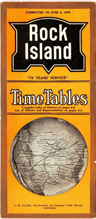 Rock Island Railroad,  System Passenger Time Table,  June 3,  1925 - 39 Pages