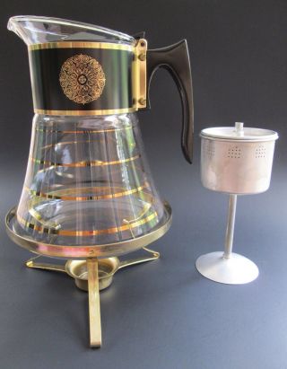 David Douglas Mid - Century 8 - Cup Glass Coffee Pot/percolator W/ Candle Warmer