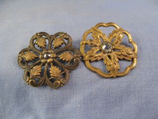 Pair Fine Pierced Antique Victorian Buttons Button Sewing Box Vintage Craft