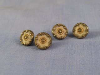 4 Antique Vintage Victorian Buttons Sewing Box Craft Button