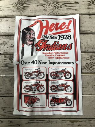 Vintage Indian Motorcycle Poster Here Are The 1928 Indian Motorcycles