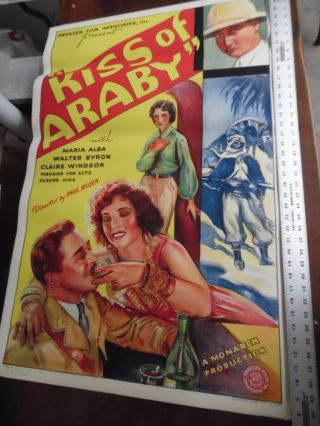 1933 Kiss Of Araby 1 - Sheet Movie Poster Monarch Arab Adventure Vintage Vg