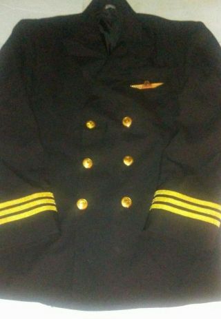 Delta Comair Air Lines Captain Pilot Jacket Navy Blue Wool Blend Uniform Pin 38r