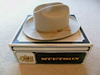 Vintage Stetson Grey Beaver Cowboy Hat Size 7 - 1/4 Long Oval