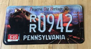 Pennsylvania Pa License Plate Railroad Train Preserve Our Heritage Rr0942