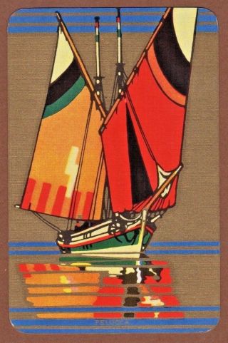 Playing Cards 1 Single Swap Card - Vintage Art Deco English Named Felucca
