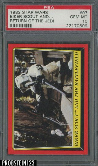 1983 Topps Star Wars Return Of The Jedi Biker Scout And The Battlefield Psa 10