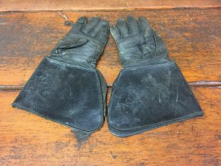 Vintage Leather Riding Motorcycle Chopper Gauntlet Gloves Harley Davidson Indian